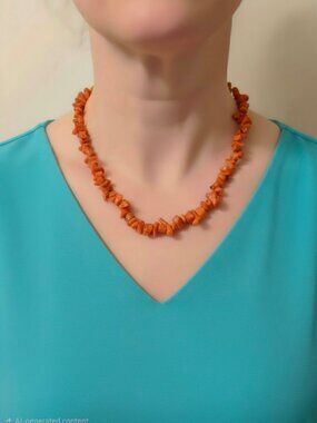 Natural Coral Nugget Necklace
